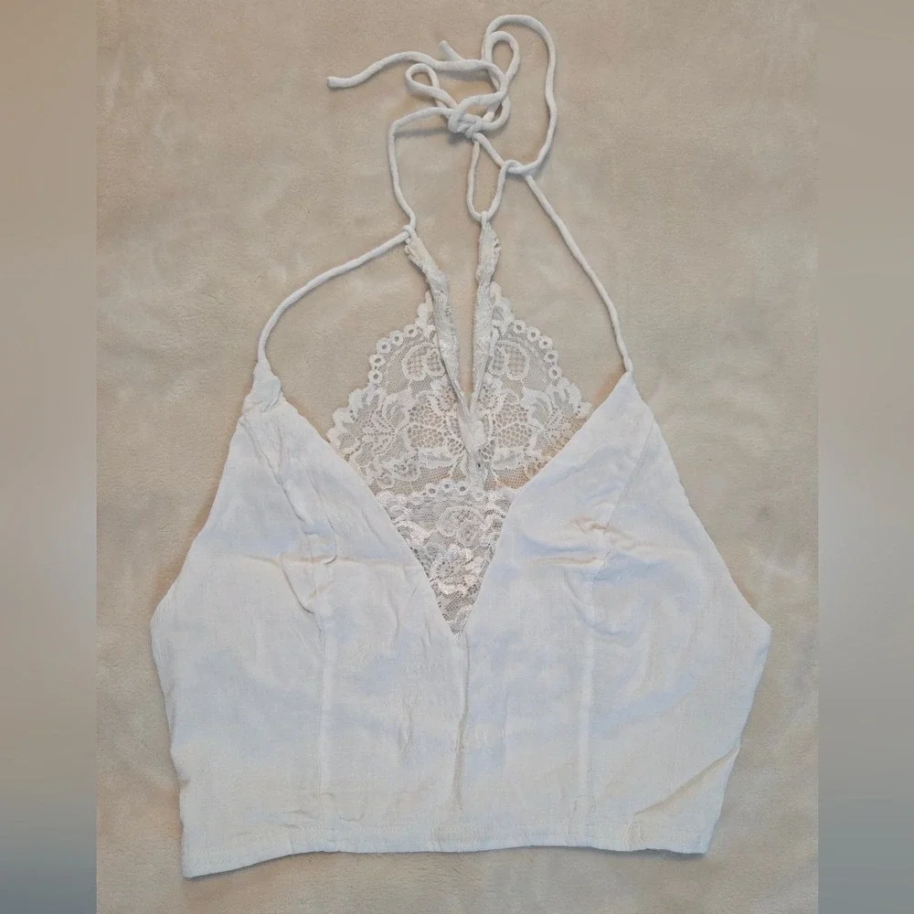 Intimately Free People White Lace Halter Bralette Boho Festival Top Fairycore S